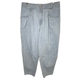 Poetry pale denim hemp/organic cotton barrel leg jeans, size 10, EUC